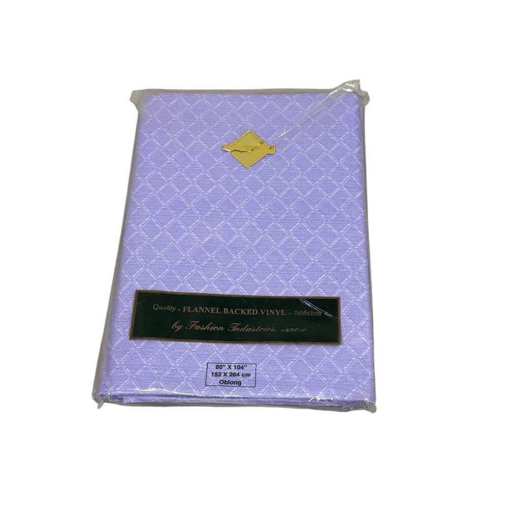 Vintage Fashion Industries‎ Inc Purple Flannel Backed Vinyl Tablecloth 60X104
